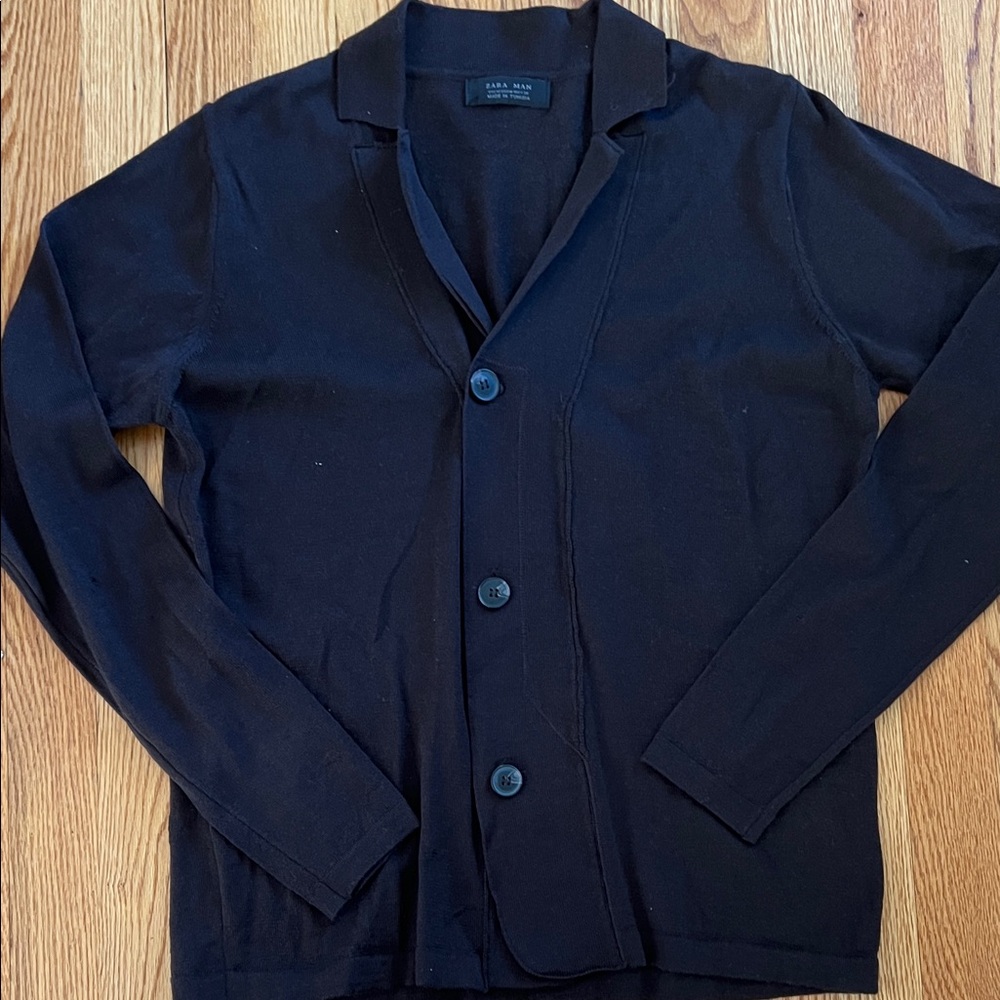 Zara Man Black Button-Up Cardigan